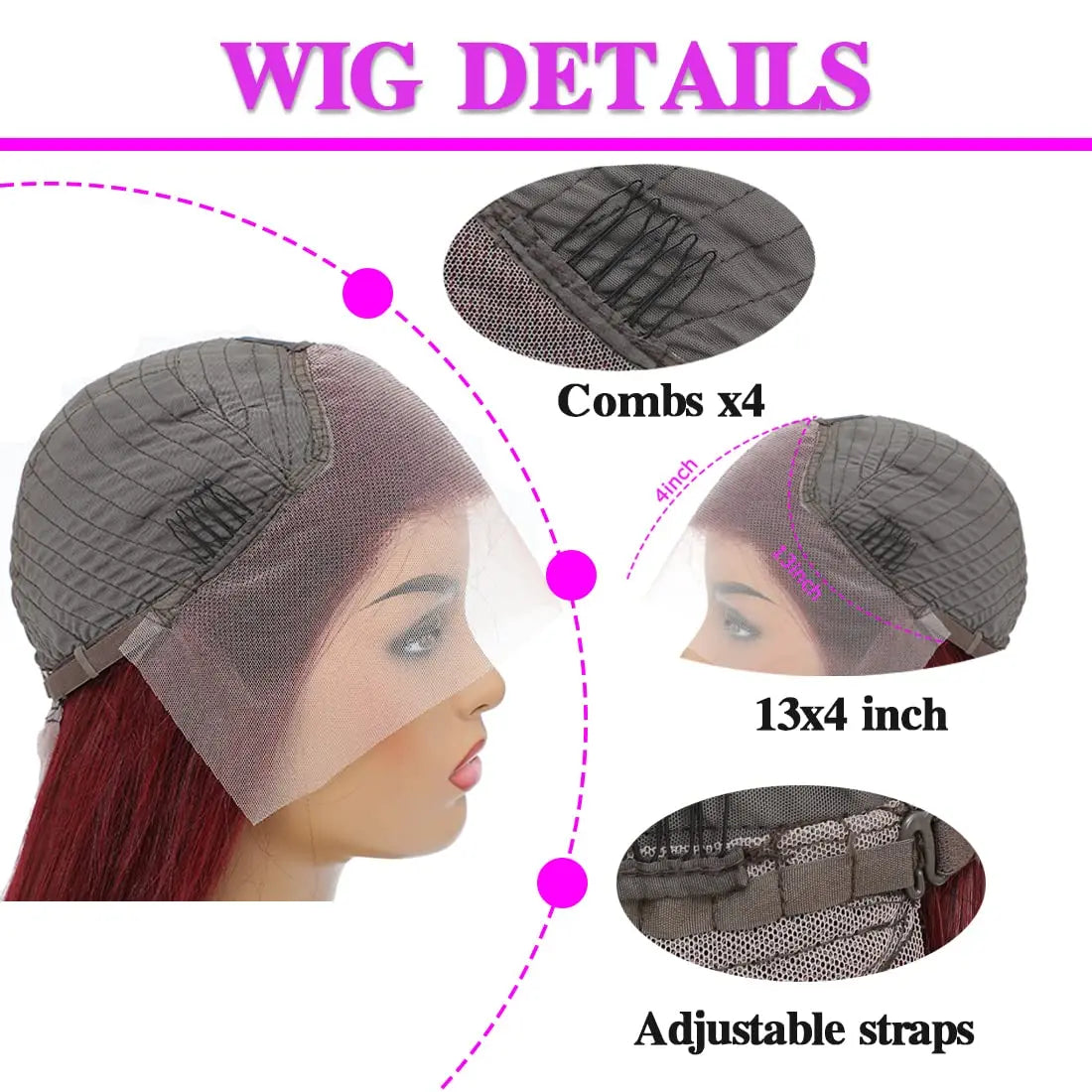 Bellezza infuocata: Parrucca Body Wave bordeaux con parte frontale in pizzo 99J in capelli veri
