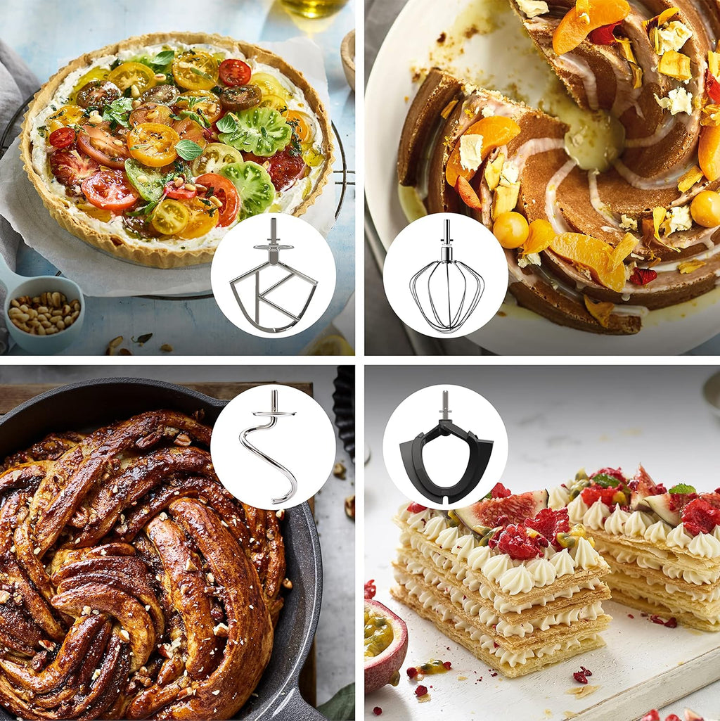 Kenwood Titanium Chef Baker KVL85.424SI Robot da cucina con bilancia integrata, incl. set pasticceria da 4 pezzi, ciotole da 7 L e 5 L, regolazione continua della velocità, 1200 W, Argento