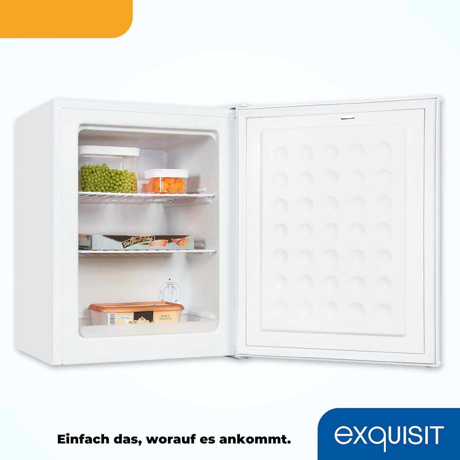 Exquisit Mini Congelatore GB60-150E bianco | 42 l di capacità utile | Nero | Piccolo e compatto | Porta reversibile | Congelamento