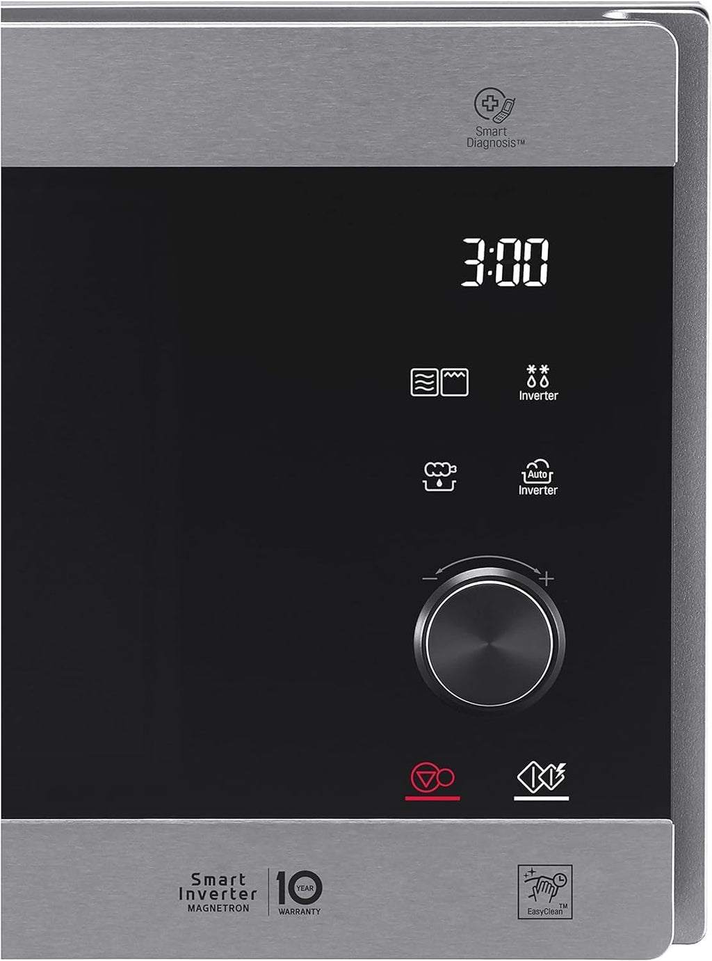 LG MS2595CIS Forno a microonde con tecnologia Smart Inverter, capacità 25 litri, 1000 W, programmi automatici, livelli di potenza regolabili e funzione EasyClean, argento