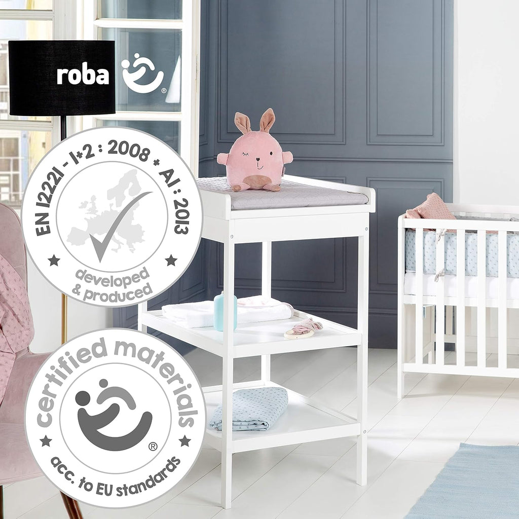 roba Fasciatoio da Bagno Combinato + Materassino Fasciatoio Style grigio - Fasciatoio Mobile Combinato con Vasca Integrata - con piano fasciatoio estraibile - Legno bianco