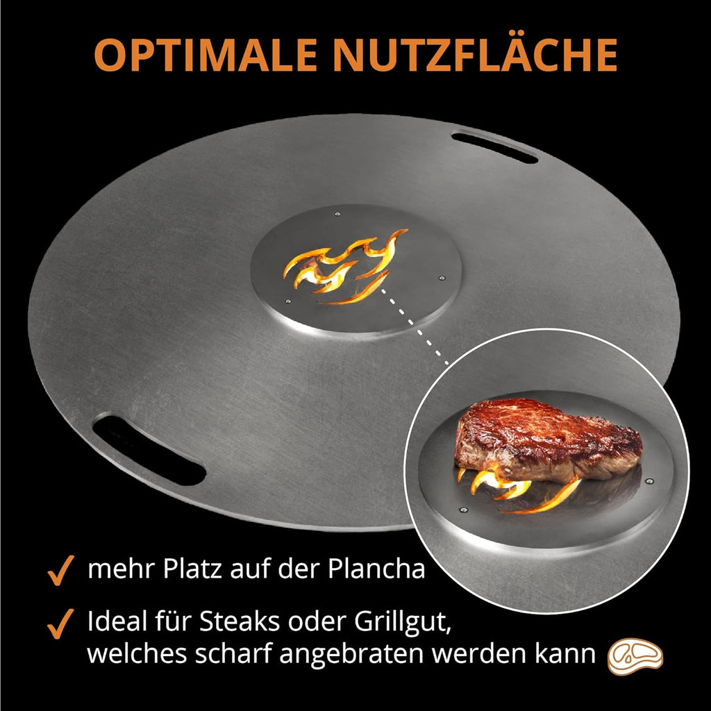Terma Accessori Tagliere in legno Cucina da esterno, piastra plancha, grill con piastra in ghisa, ripiano per piastra in ghisa, braciere con griglia, anello per griglia per braciere