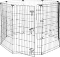 Amazon Basics - Achteckig, Laufgehege für Hunde und andere Haustiere, faltbar, Metall, mit Tür,122 cm, Schwarz