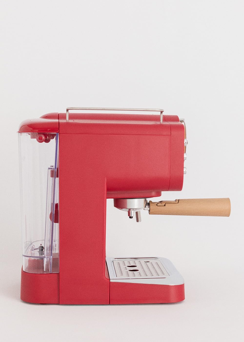 CREATE / THERA RETRO/Macchina da caffè espresso semiautomatica Rosa Pastello Opaco e Legno / Pompa a pressione 20bar, 1100W, Serbatoio acqua 1.25L, per caffè macinato, cialde ESE 55mm, con vaporizzatore, 1100W