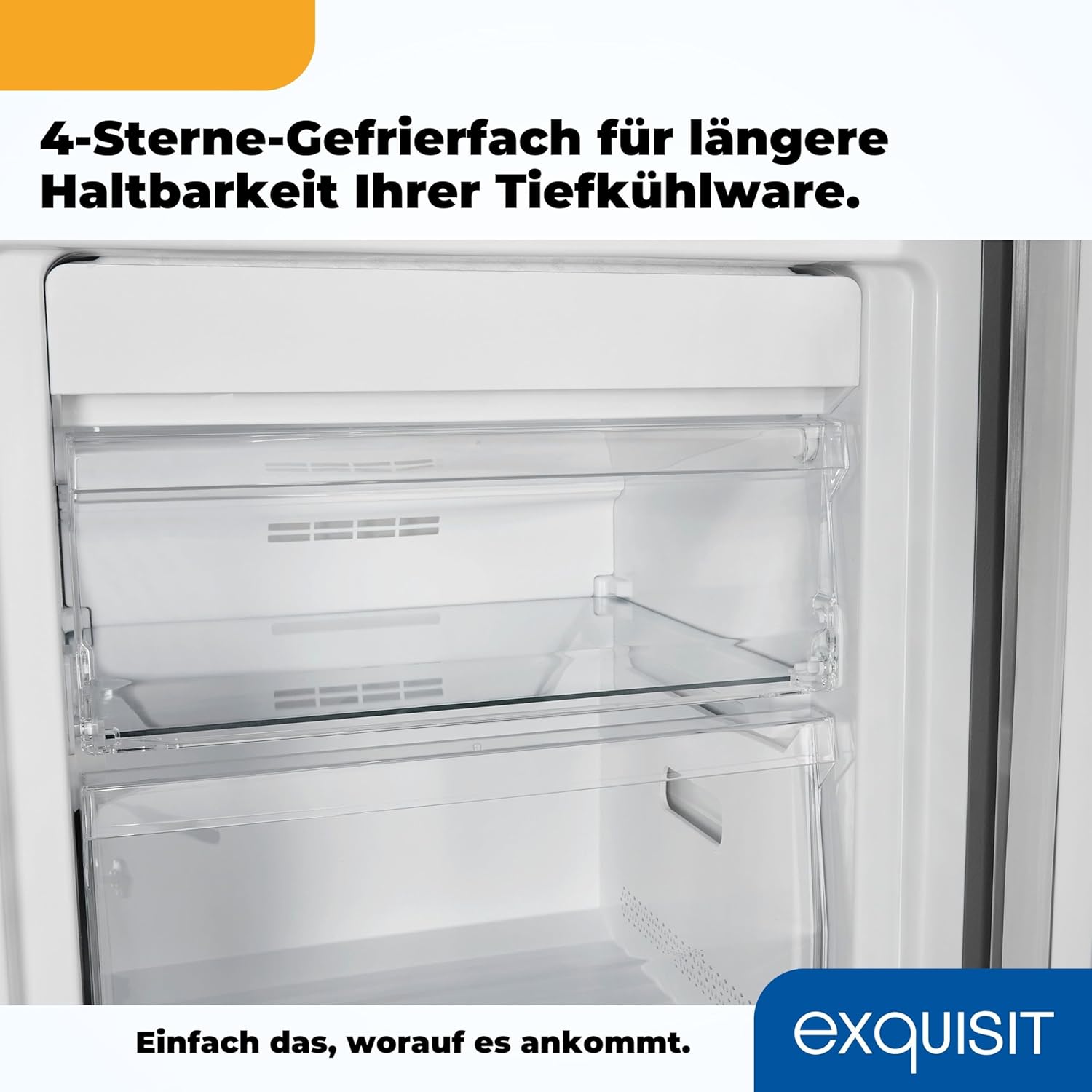 Exquisit Gefrierschrank GS271-NF-H-010E effetto inox | Congelatore NoFrost 194 l di capacità | Congelatore con 5 cassetti | Congelamento rapido