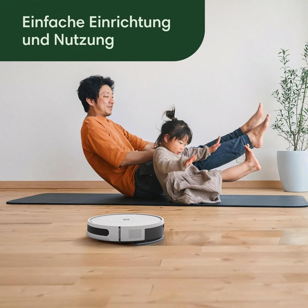 Robot aspirapolvere e lavapavimenti iRobot Roomba Combo Essential (Y0112), potente aspirazione e lavaggio, sistema di pulizia a 4 fasi, 3 livelli di aspirazione, pulizia Spot, controllabile tramite app, pulsanti o voce, Bianco
