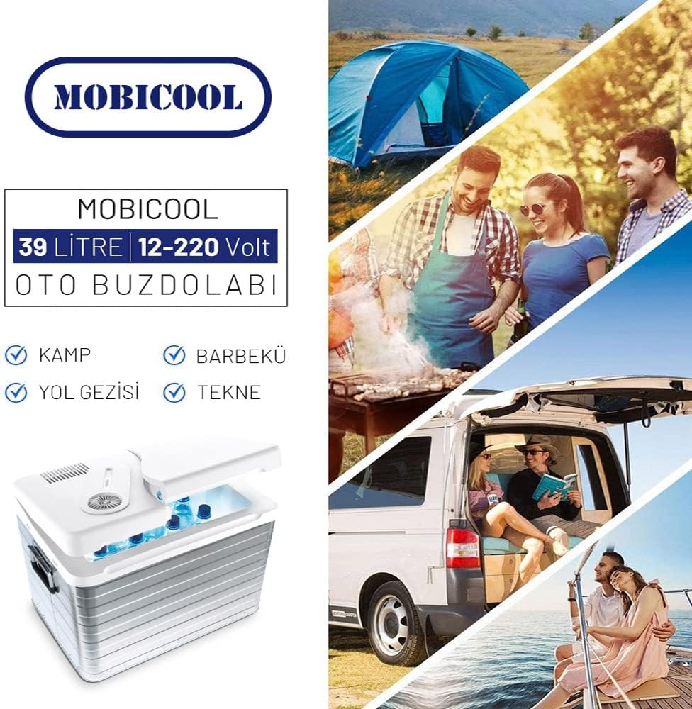 Mobicool MQ40A AC/DC - Frigo portatile elettrico in alluminio, 39 litri, 12 V e 230 V per auto, camion, barca, camper e presa di corrente, Scocca in alluminio