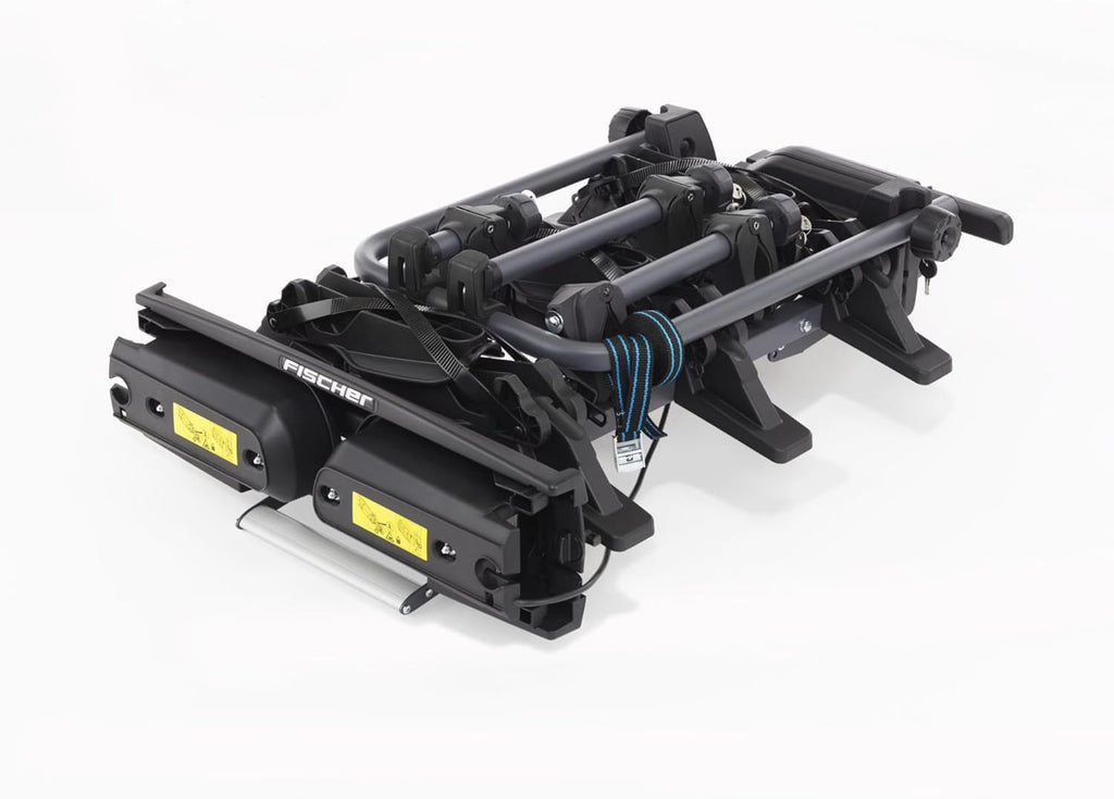 Fischer Portabici da Gancio Traino Proline Evo 2, per 2 biciclette fino a 60 kg di carico utile, adatto per e-bike, preassemblato, con serratura, pieghevole