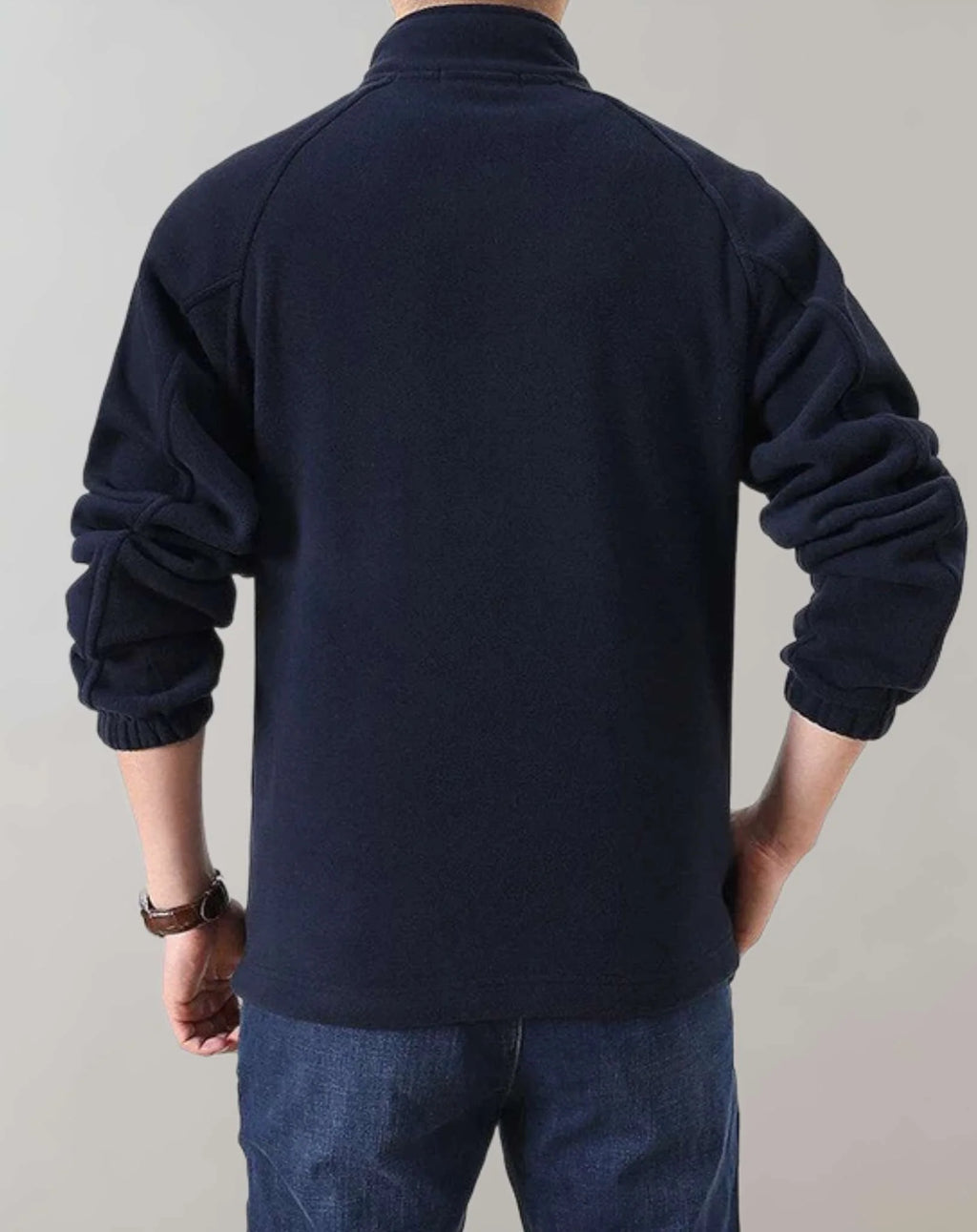 Giacca in pile casual da uomo con collo alla coreana e tasche
