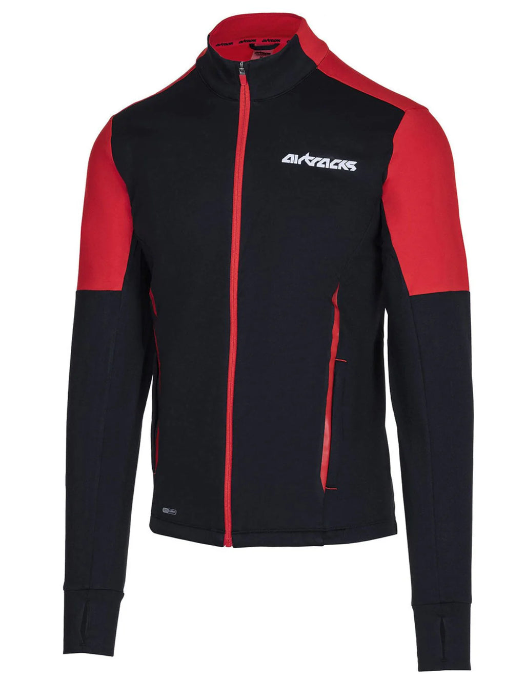 Herren Winter Fleece Laufshirt Langarm Thermo Running Sweatshirt Pro Line Schwarz Rot