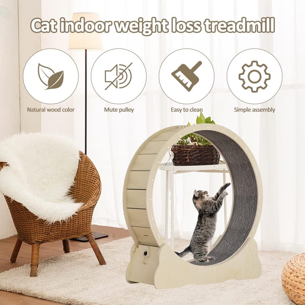 Katzenlaufrad Laufrad für Katzen, Laufrad Katze, 90cm-Laufband mit Teppichboden, Katzenrad Fitnessgert zur Gewichtsabnahme, für EIN lngeres Leben der Katze