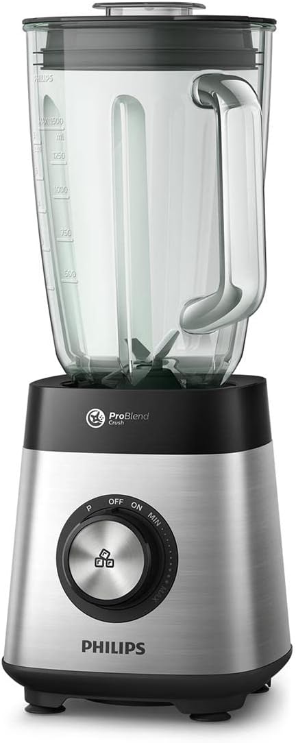 Philips Frullatore da tavolo e per smoothie – 1000 W, caraffa in vetro da 2 litri, app HomeID, velocità variabile, ProBlend Crush, bicchiere da viaggio (HR3573/90)