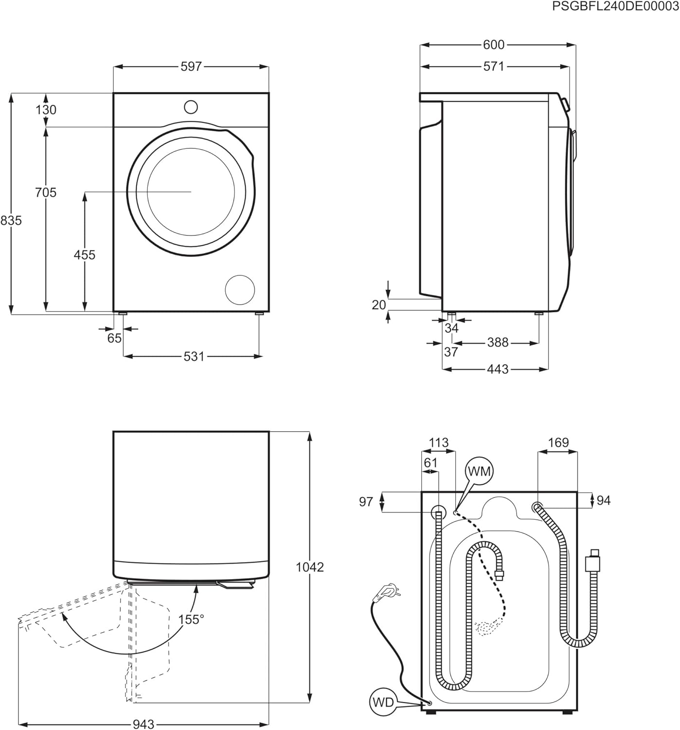 AEG L6AMZ48FL Lavatrice / Serie 6000 con ProSense / Dosaggio automatico / 8,0 kg / 1400 giri/min