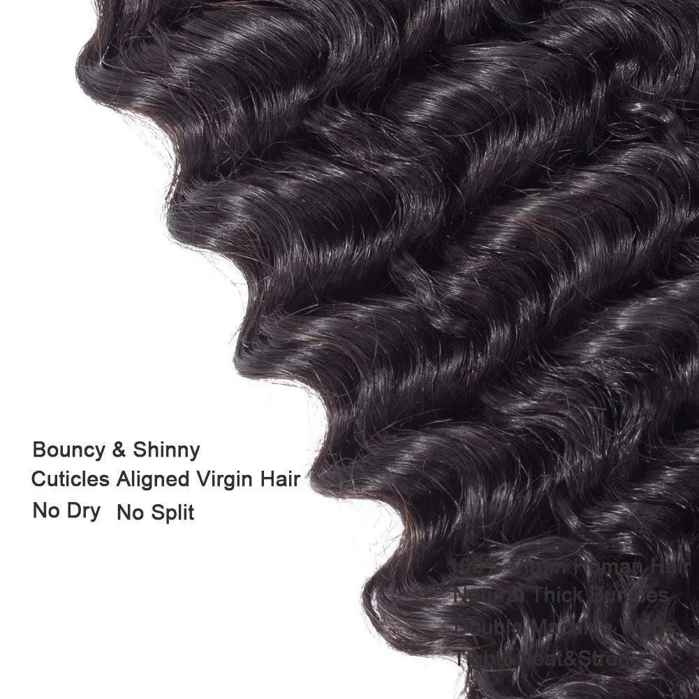 LavishBeauty Deep Wave Haarverlngerungen mit Transparentem Lace Frontal