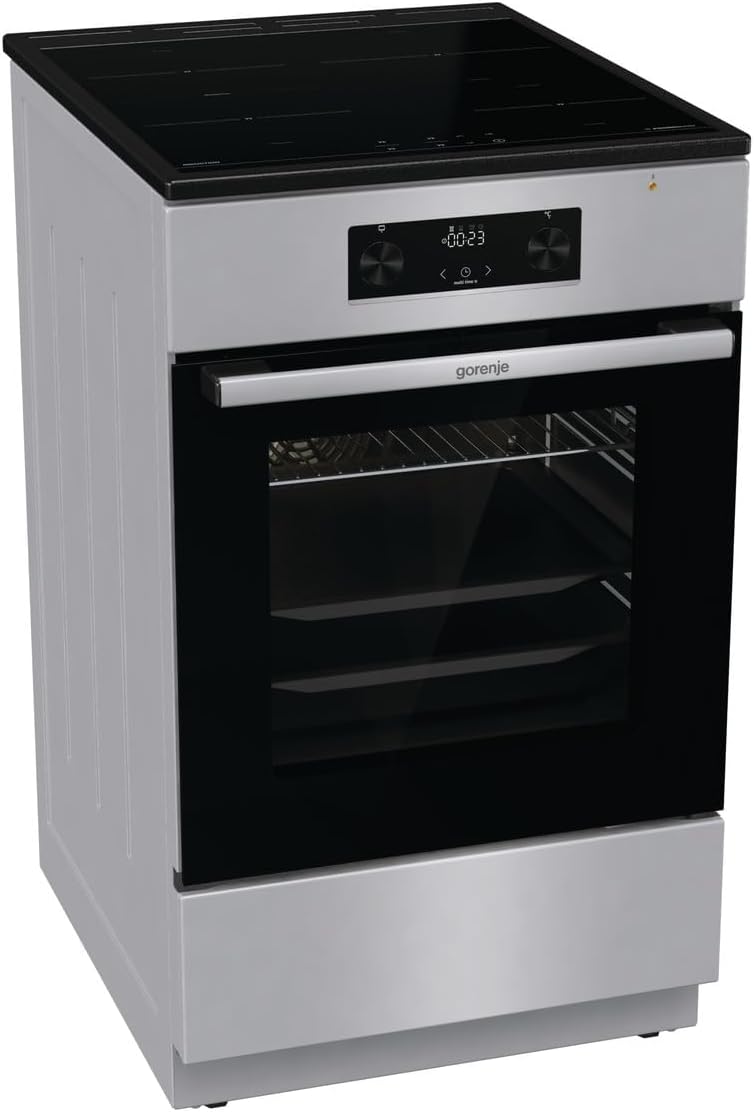 Gorenje GEIT5C61SPG Cucina indipendente con piano cottura a induzione, 50 cm, 70 litri, argento, PerfectGrill, AirFry, FrozenBake, Pizza Mode 300°C, AquaClean, Made in Europe, inox