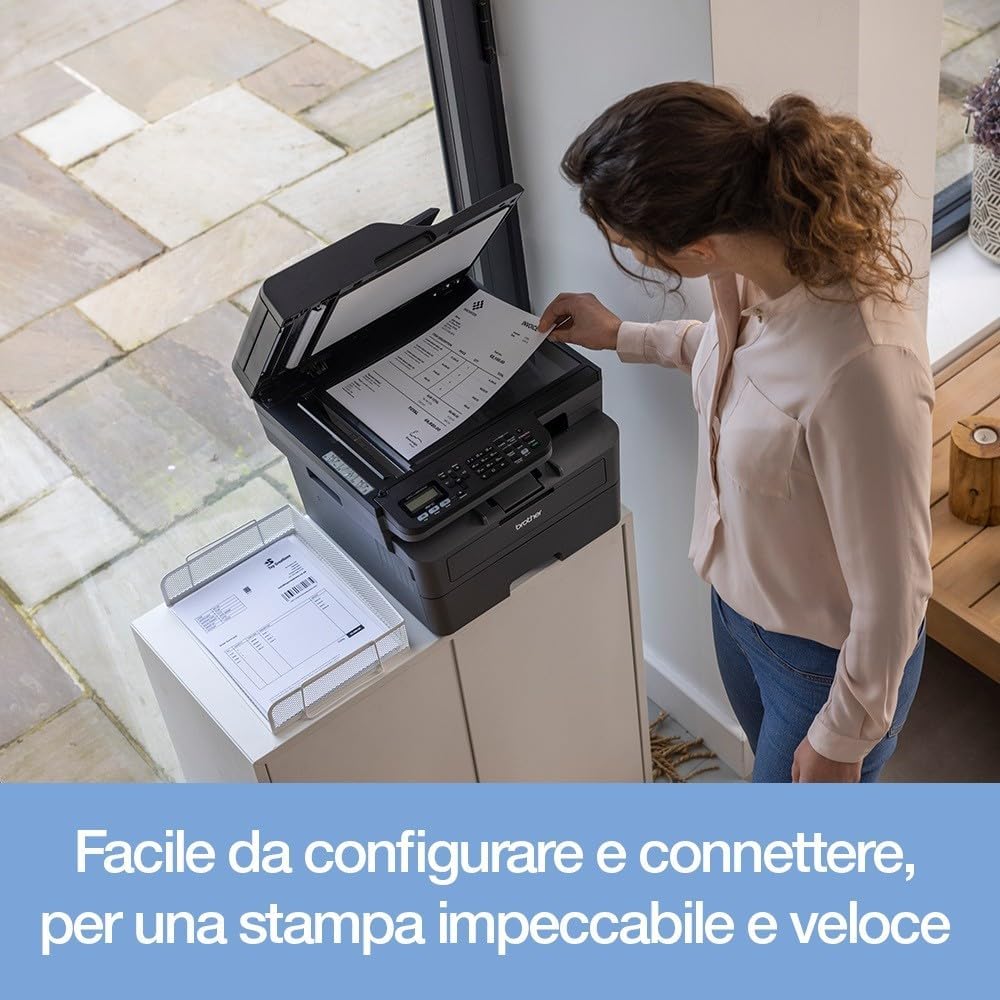 Brother MFC-L2835DW | Stampante multifunzione 4-in-1 (stampa/scansione/copia/fax) Laser monocromatica – Wi-Fi ed Ethernet – Alimentatore automatico documenti (ADF) da 50 fogli – Velocità di stampa di 32 pagine