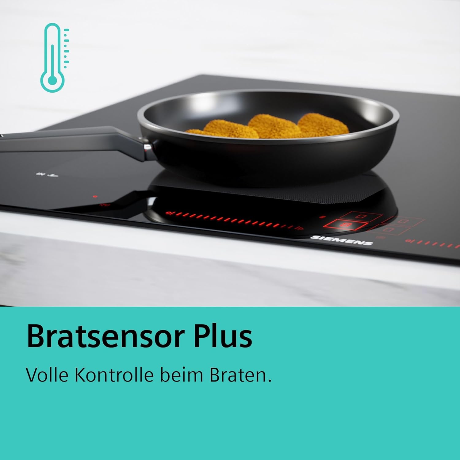 Siemens EX851LYV5E, iQ700, piano cottura a induzione intelligente 80 cm, autonomo, senza cornice, Touch & Slide, varioInduktion Plus, flexZone intelligenti, Bratsensor Plus, sistema cookConnect, Nero