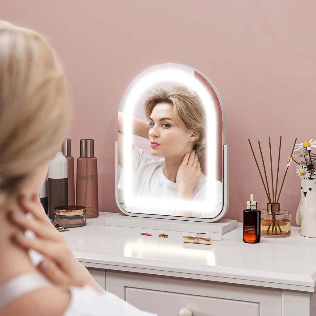 HOMCOM Specchio per Trucco con Illuminazione LED Controllo Touch Bianco