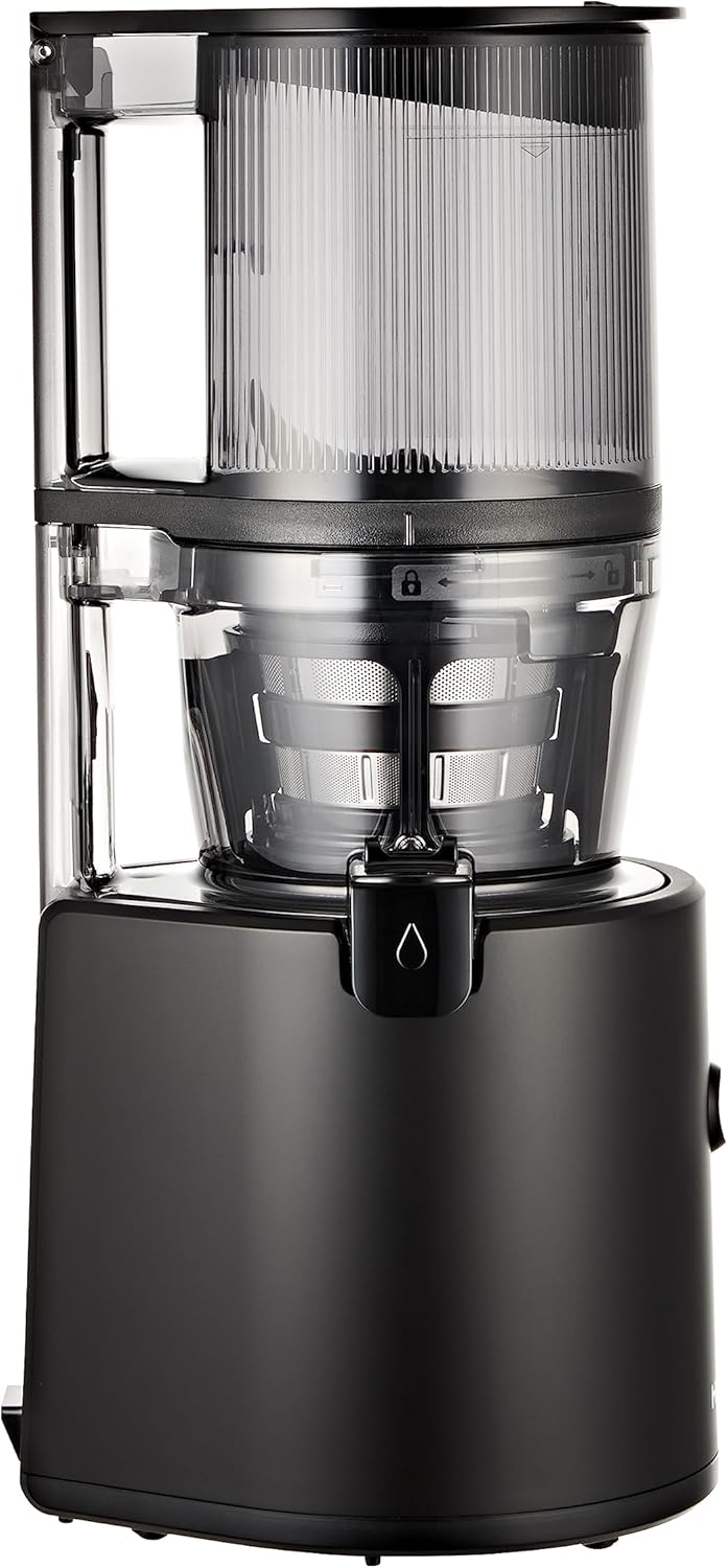 HUROM | Estrattore di succo per frutta e verdura | Slow Juicer | H320N | Spremiagrumi elettrico a freddo | Motore silenzioso | Facile da pulire | Con caraffa grande e filtro a setaccio da 2L | 200 Watt | Senza BPA | Nero