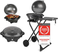 TZS First Austria Grill Elettrico 2in1 – Barbecue Elettrico Pieghevole ed Estremamente Stabile per Balcone – Grill da Tavolo Rimovibile da 2400 Watt con Coperchio, Piedistallo e Ruote, Plastica/Metallo – con Termostato