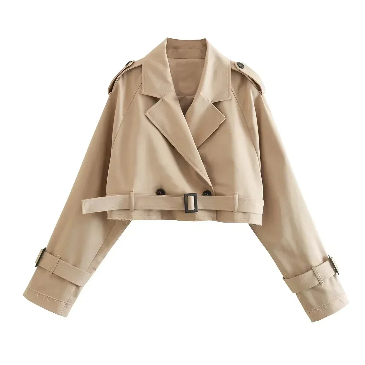Elegante trench a taglio corto - Cappotto corto moderno in beige