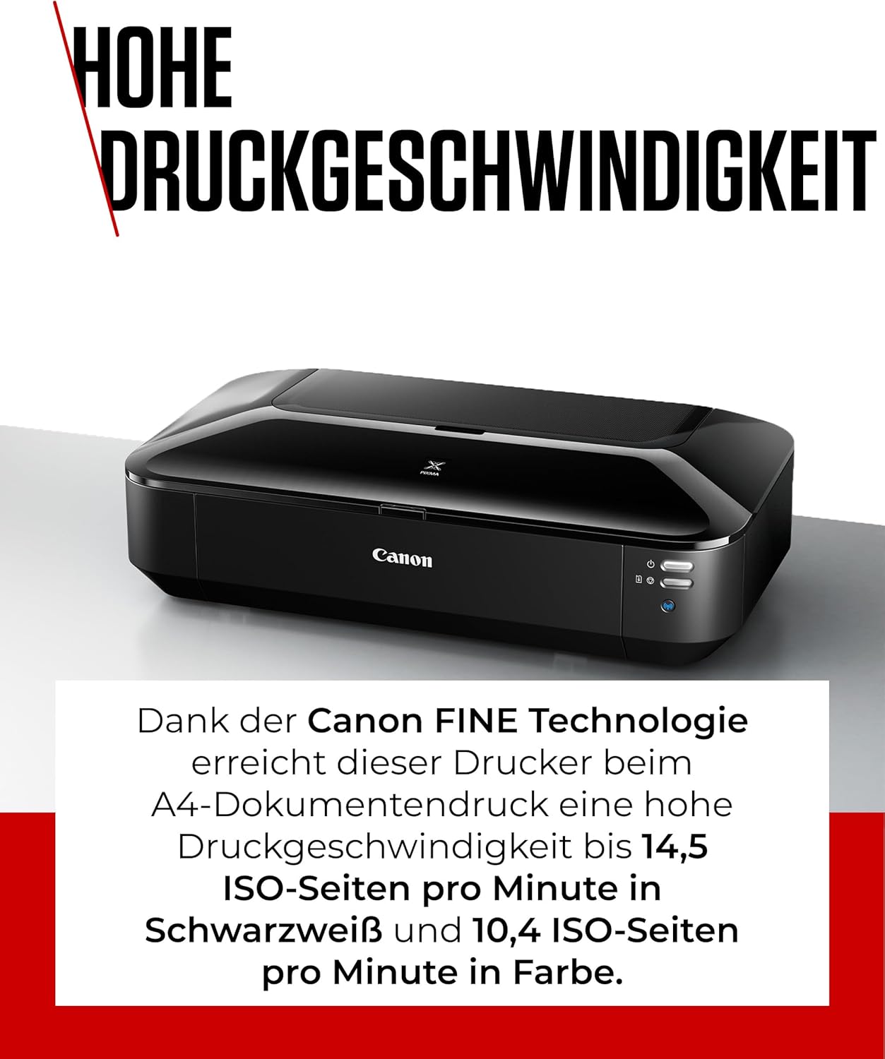 Canon PIXMA iX6850 Stampante Multifunzione a Getto d'Inchiostro a Colori A3+ (Stampante per Ufficio, Stampa Fotografica, Stampa Testo, 9.600 x 2.400 DPI, WiFi, WLAN, USB, 5 Inchiostri Separati, Stampa Diretta, App di Stampa) Nera