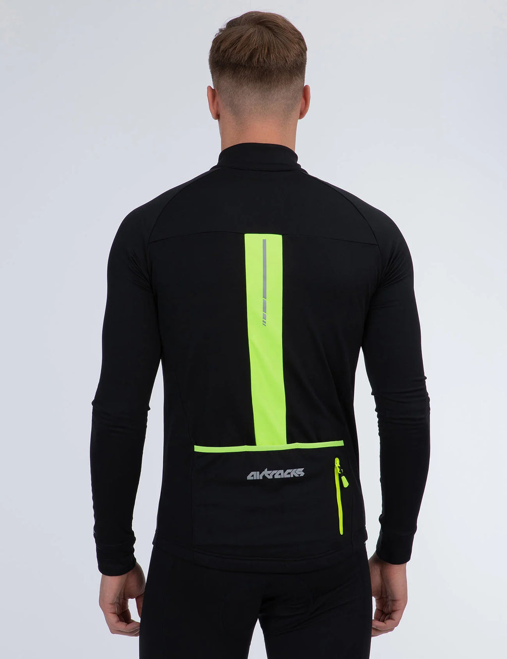 Maglia termica da ciclismo a maniche lunghe Pro Team da uomo - Nero-Neon
