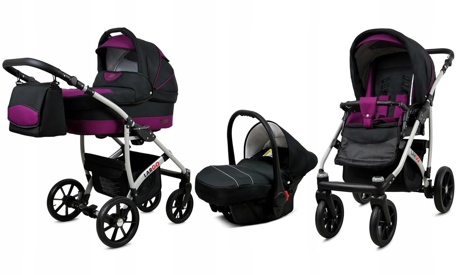 BabyLux Largo 2-in-1 Baby Kinderwagen Tief und Kinderwagen mit Zubehör Verstellbar und faltbar Aluminiumkonstruktion Wasserdicht Nicht abnehmbare Räder Brown Cream White Frame