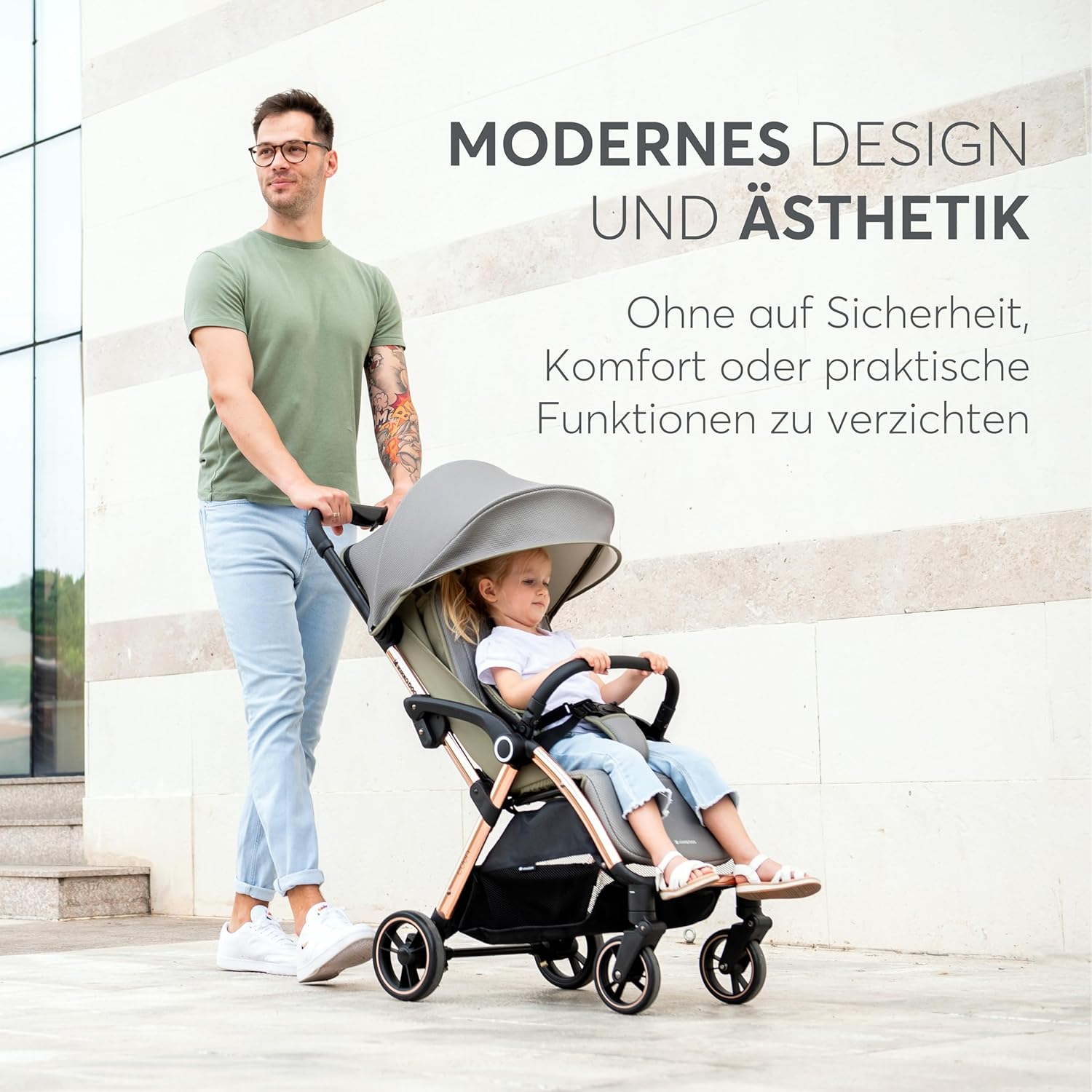 KikkaBoo EDEN Passeggino, passeggino fino a 22 kg, chiusura automatica, posizione reclinata, ultraleggero, compatto, nero
