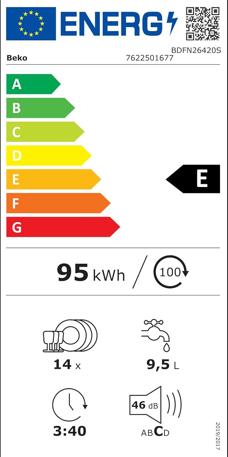 Beko BDFN26420W b300 Lavastoviglie a libera installazione, integrabile, 14 coperti, Motore ProSmart Inverter, TrayWash, HygieneIntense, 6 programmi, WaterSafe+, Bianco