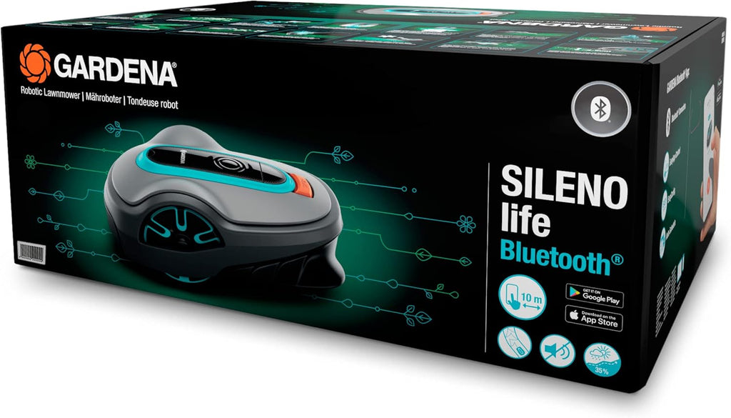Gardena Rasaerba robotizzato SILENO minimo 500 m: tosaerba intelligente con connettività ottimale, programmabile con l'app Gardena Bluetooth, versione DE (15202-20)