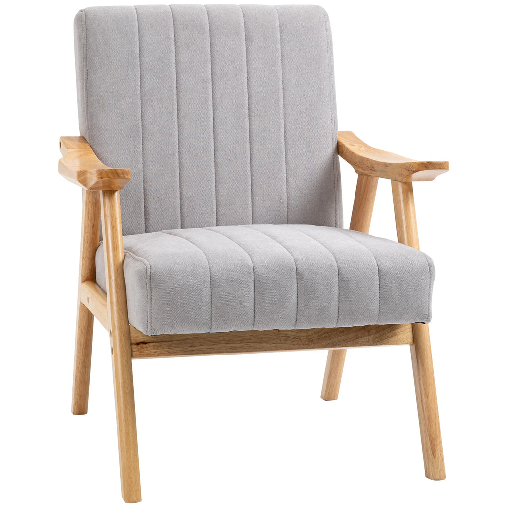 HOMCOM Sedia Imbottita Design Scandi extra confortevole Velluto Grigio Chiaro