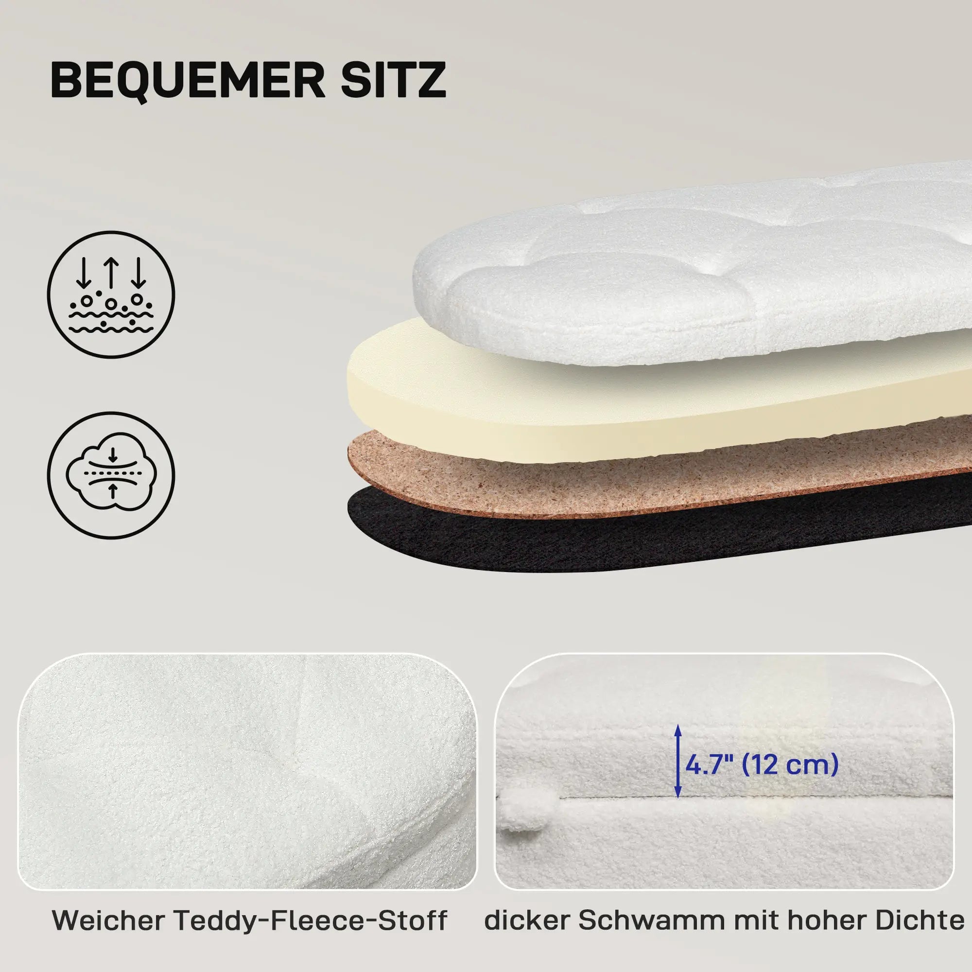HOMCOM Sitzbank mit Stauraum 114 × 47 × 46,5 cm Weiß