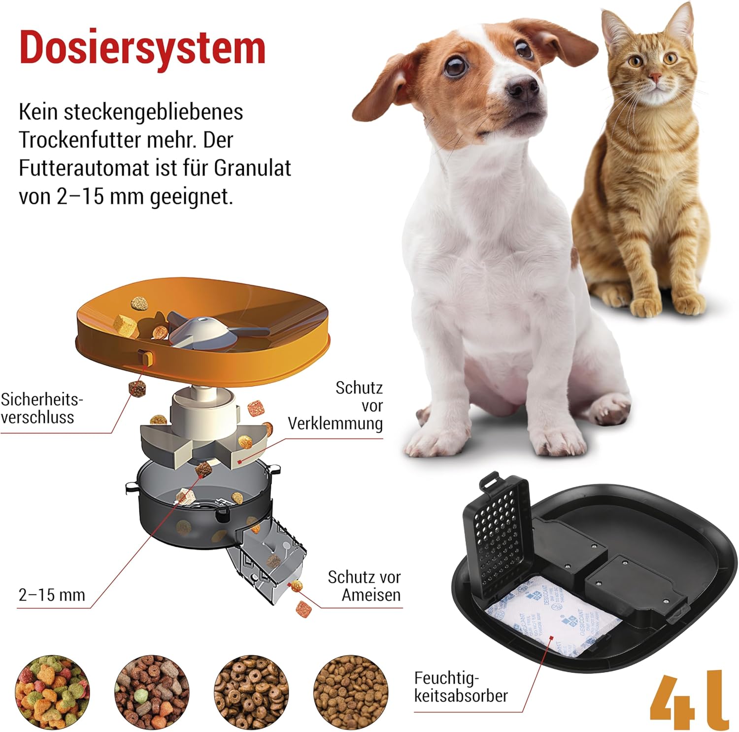 EMOS - GoSmart Futterautomat 6 l mit Kamera - WLAN Pet Care Futterspender mit App - Trockenfutter Automat für Katze & Hund mit Zeitplan, Sprachaufzeichnung, Dosierung 1–12 Mahlzeiten pro Tag - Schwarz