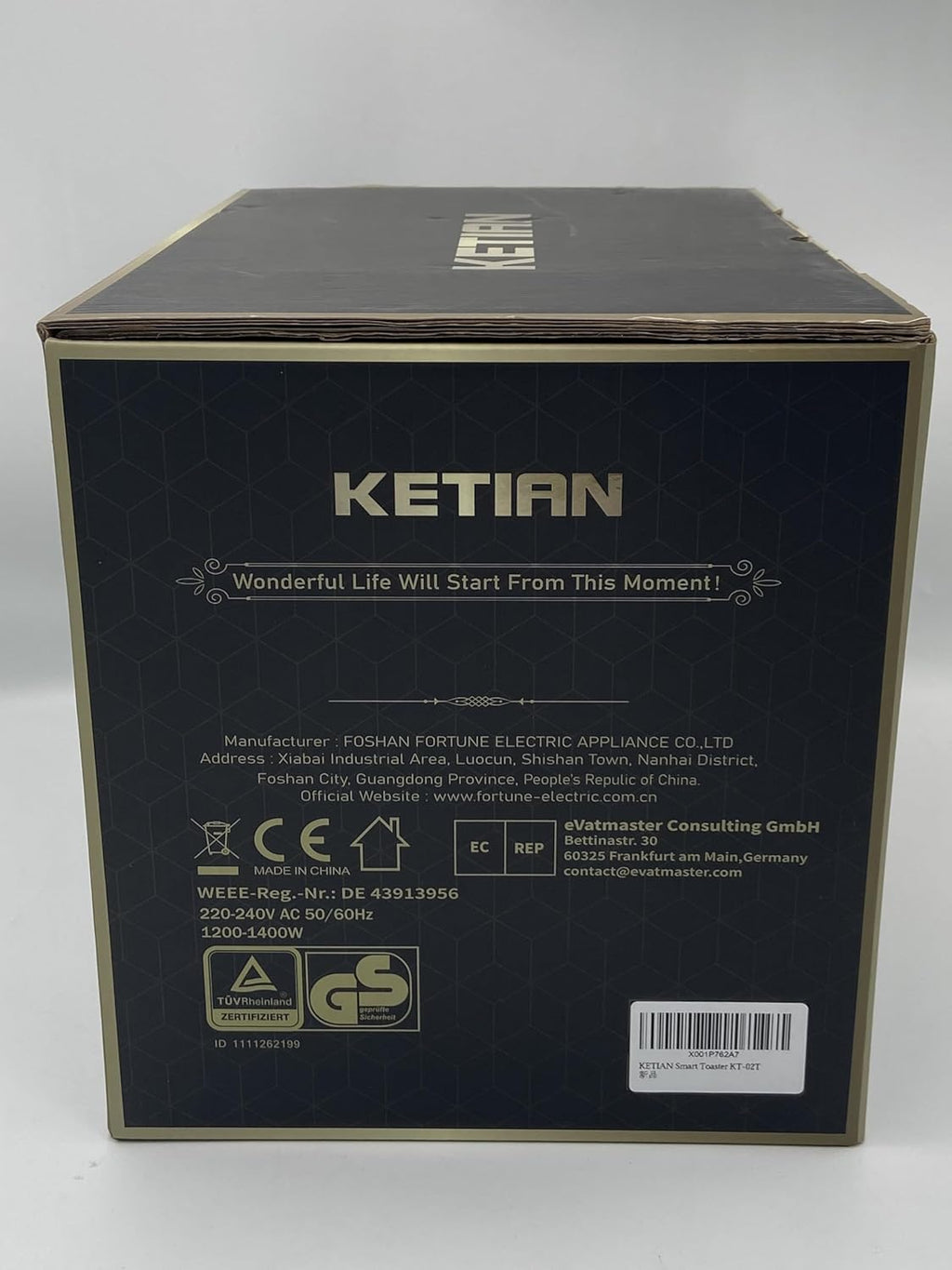 Toaster 2 Scheiben, KETIAN 2 Toast Schlitze mit Brötchenaufsatz, hochwertiger Edelstahl-Toaster, 7 Stufen, Auftaufunktion, Abschaltautomatik, 1400 W