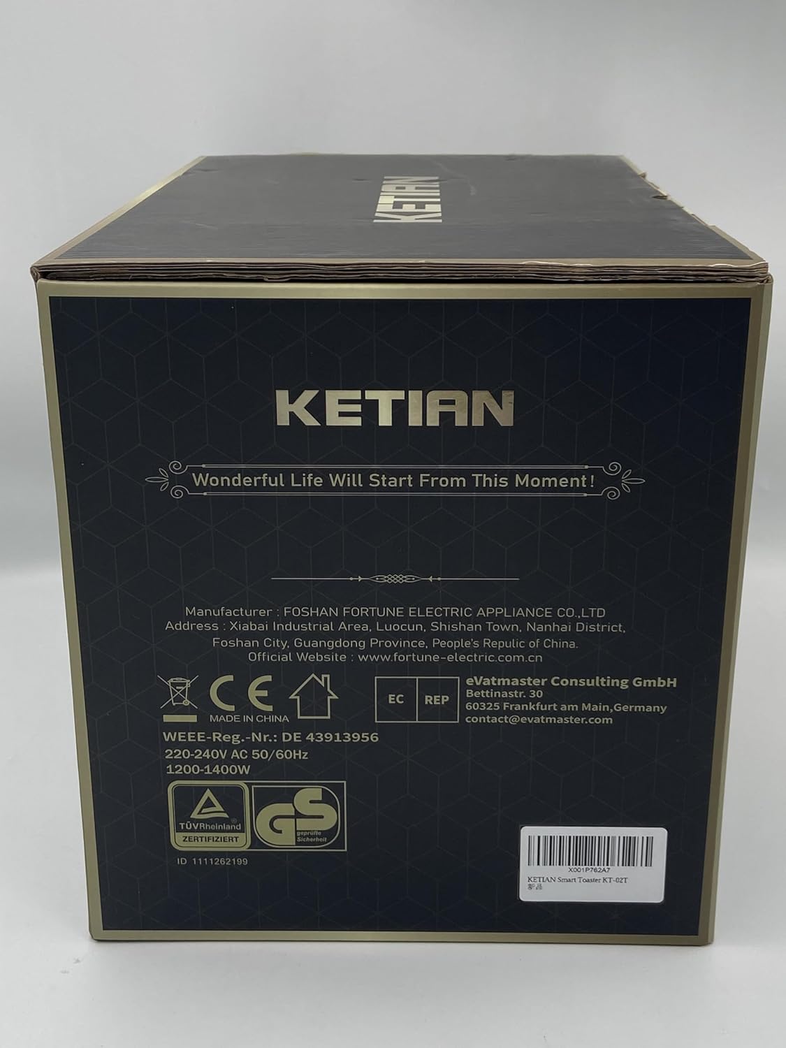 Toaster 2 Scheiben, KETIAN 2 Toast Schlitze mit Brötchenaufsatz, hochwertiger Edelstahl-Toaster, 7 Stufen, Auftaufunktion, Abschaltautomatik, 1400 W