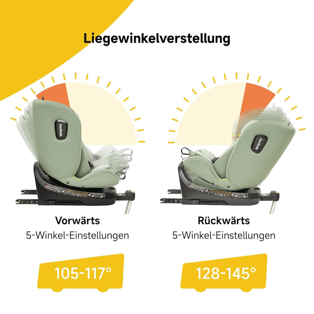 Jovikids 360° Drehbar Kindersitz mit ISOFIX, i-Size 40-150cm(ab Geburt -12 Jahre) Baby Autositz Reboarder mit Liegefunktion & Abnehmbar Vordach, ECE R129 (blau)