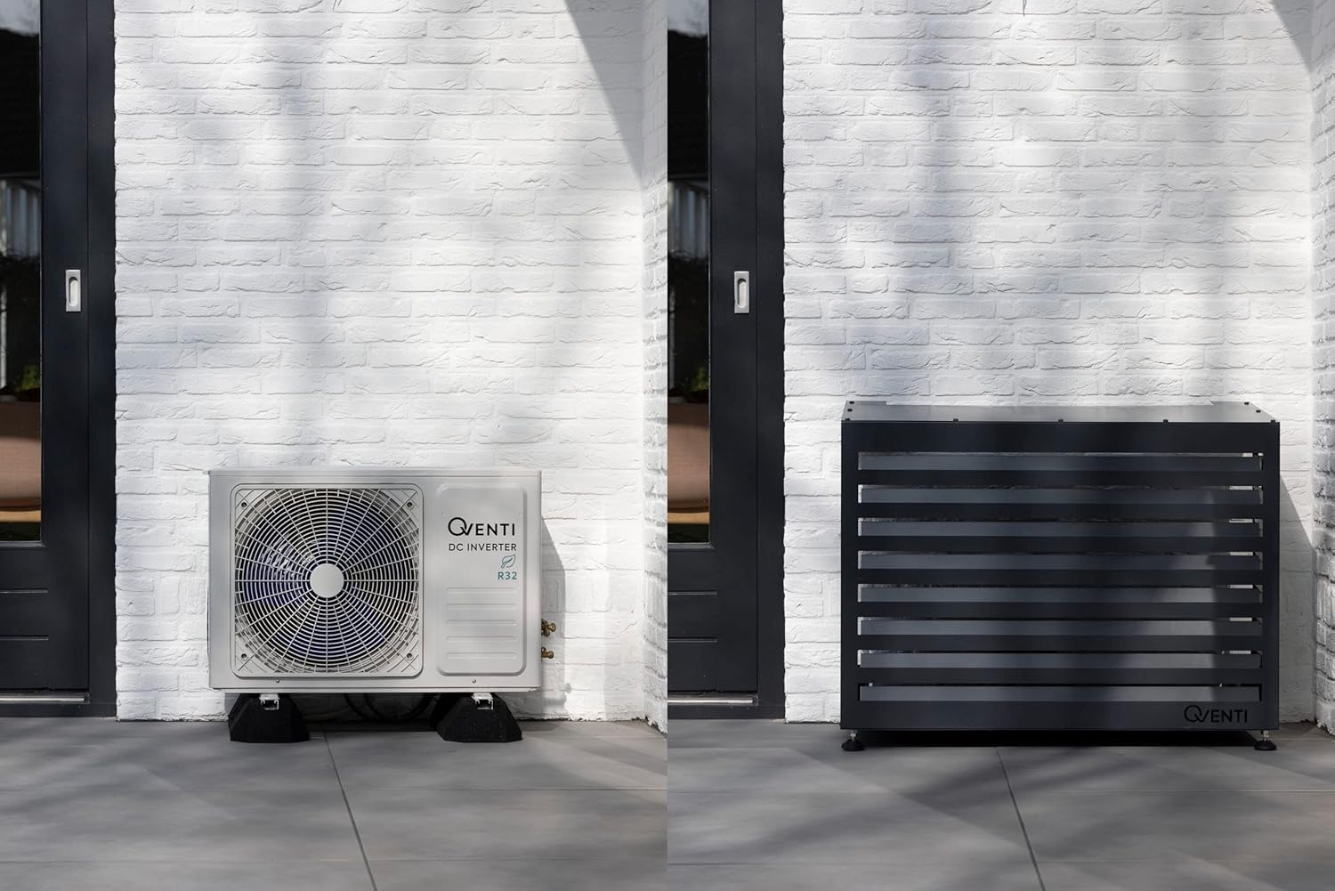 Copertura Qventi per condizionatore - Antracite/Grigio - Alluminio - Griglia di protezione - Rivestimento - Facile montaggio - Taglia S - Dimensioni esterne (LxPxH): 100 x 50 x 75 cm