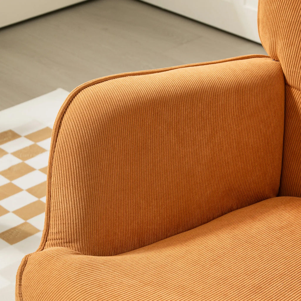 HOMCOM Poltrona Relax con Poggiapiedi, Set Poltrona Bergère in Legno di Faggio Effetto Velluto a Coste Marrone