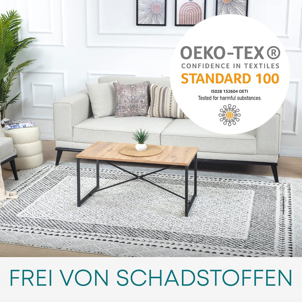 Surya Monaco Tappeto Soggiorno Boho, Grande Tappeto Camera da Letto 200x274 cm - Tappeto per Sala da Pranzo con Motivo Geometrico, Tappeto Soggiorno Moderno Scandinavo in Beige, Grigio Carbone