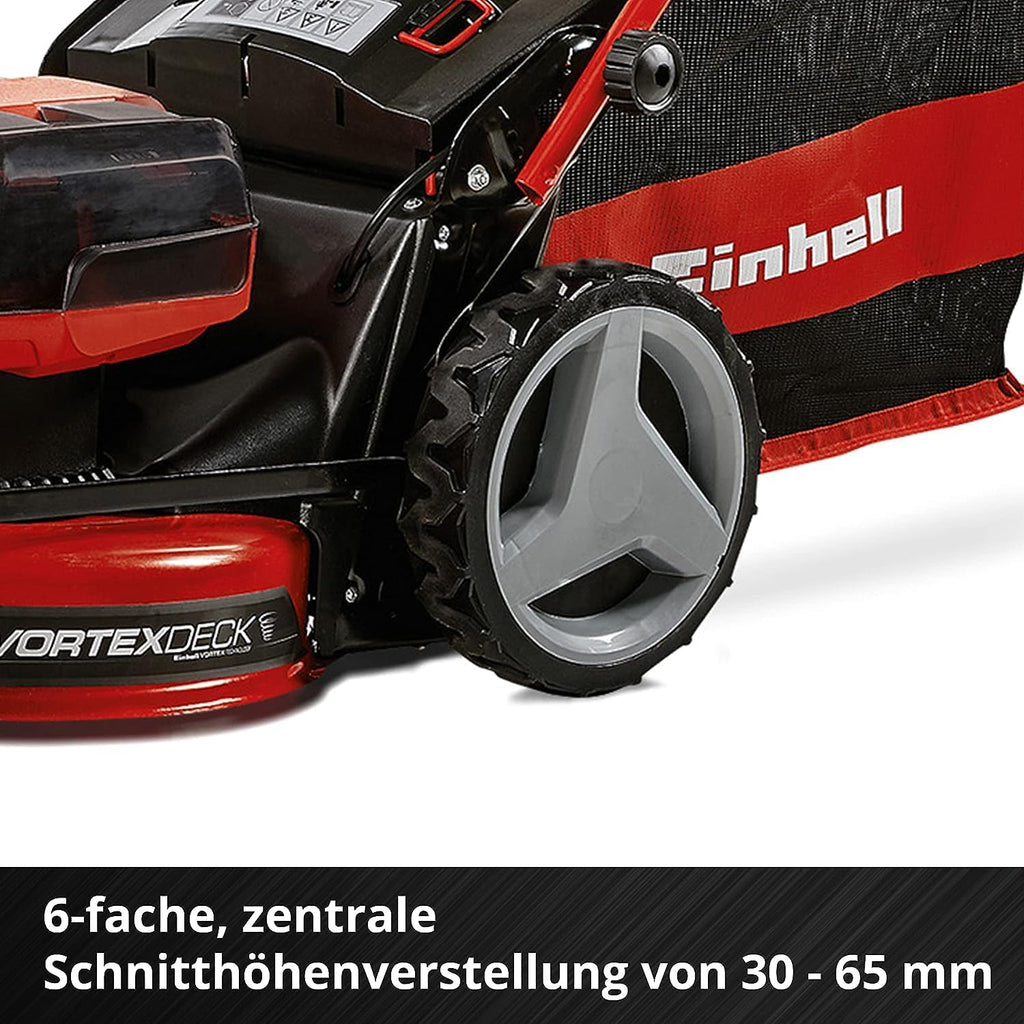 Einhell Tosaerba a batteria GE-CM 36/47 S HW Li Kit Power X-Change (36 V, 47 cm larghezza di taglio, fino a 700 m, motore brushless, trazione posteriore, cesto di raccolta da 75 L, incl. 4x 4,0 Ah + 2x caricabatterie doppio)