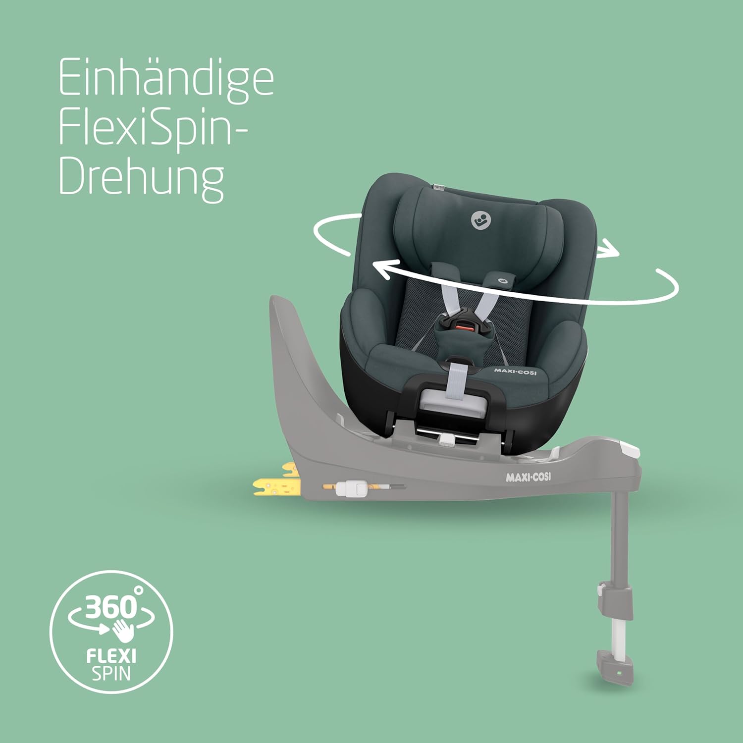 Maxi-Cosi Pearl 360 i-Size baby autositz, autositz 360 grad drehbar, 3 Monate - 4 Jahre (61-105 cm), Drehung mit nur einer Hand, ClimaFlow, Easy-In-Gurt, G-CELL, Authentic Black