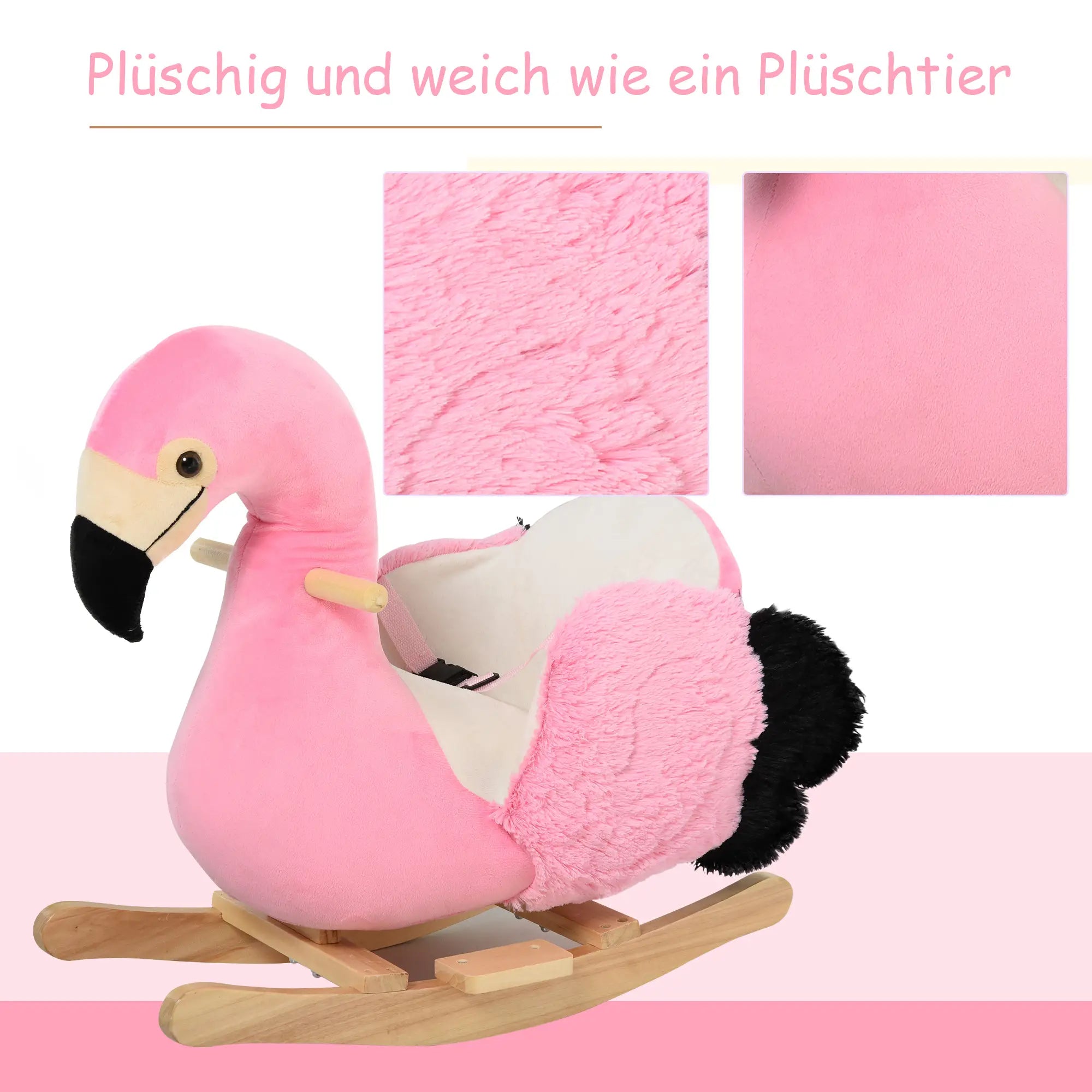 HOMCOM Schaukeltier Flamingo mit Sicherheitsgurt rosa