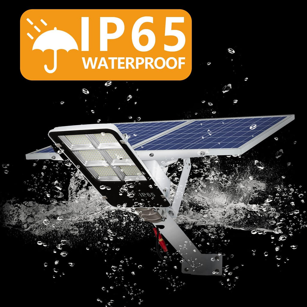 WERISE Lampione Solare Esterno da 800W, Illuminazione Solare a LED dal Tramonto all'Alba con Telecomando, Proiettore Solare Impermeabile IP65 da 6500K per Giardino, Strada