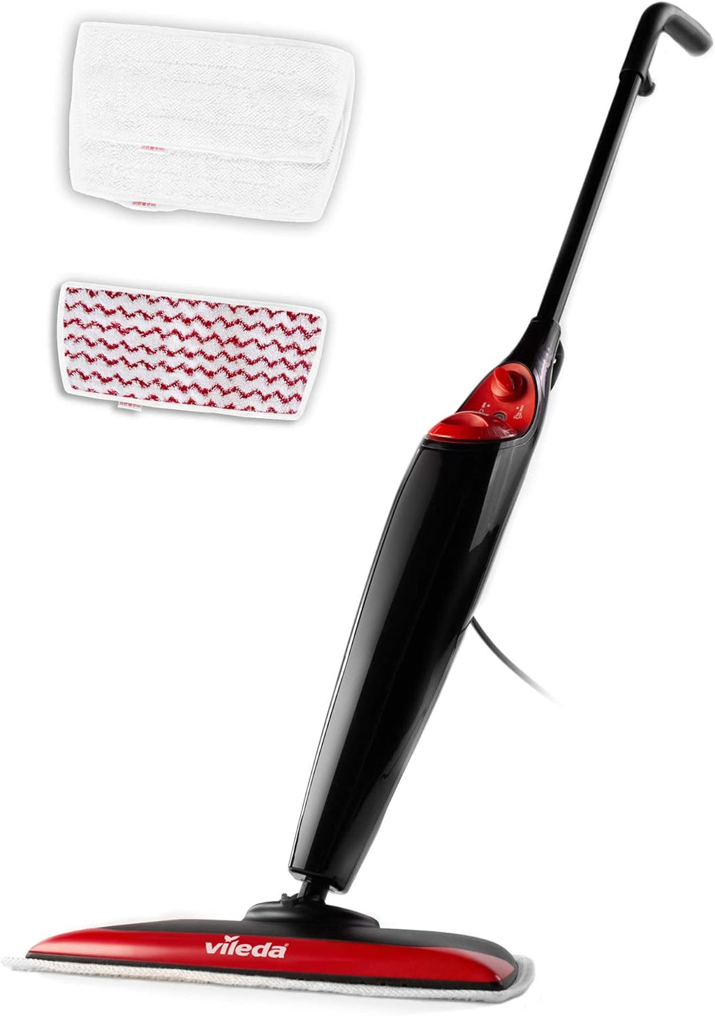 Vileda Steam XXL Power Pad Pulitore a Vapore, Scopa a Vapore per Tutti i Tipi di Pavimento, Eco-Confezione, Nero/Rosso, Taglia Unica
