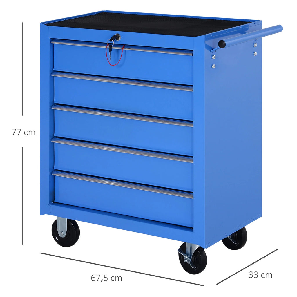HOMCOM Carrello portautensili da officina, richiudibile con ruote