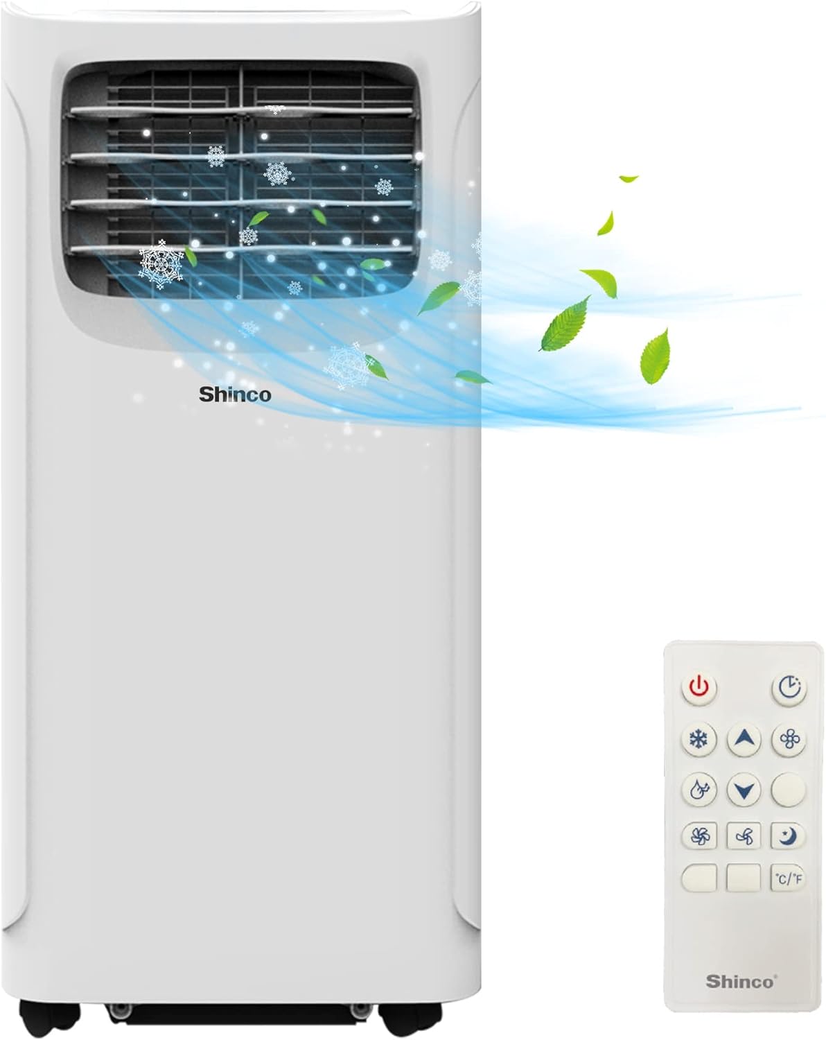 SHINCO Condizionatore Portatile con Tubo di Scarico, Climatizzatore 3-in-1 con Deumidificatore e Ventilatore, 7000BTU, 2,05 kW, Condizionatore Mobile con Modalità Notturna, Timer e Materiale di Montaggio, Ambienti Fino a 54m