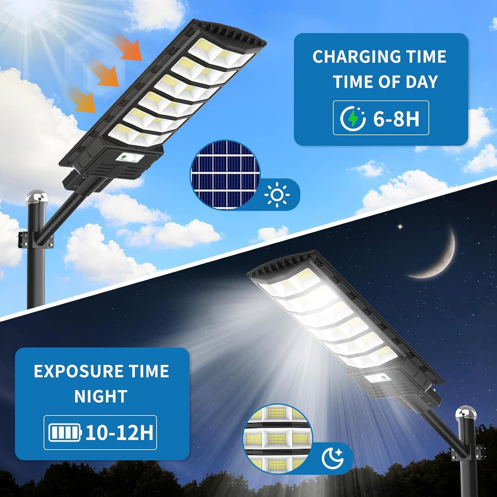 Sararoom 600W Straßenlaterne Solar Wegeleuchte, 594LEDs Solarlampe mit Bewegungsmelder, 6500K Wandleuchten mit Fernbedienung - IP65 Straßenlampe Außen Sicherheitsleuchte für Garten Garage Hof,4Pack