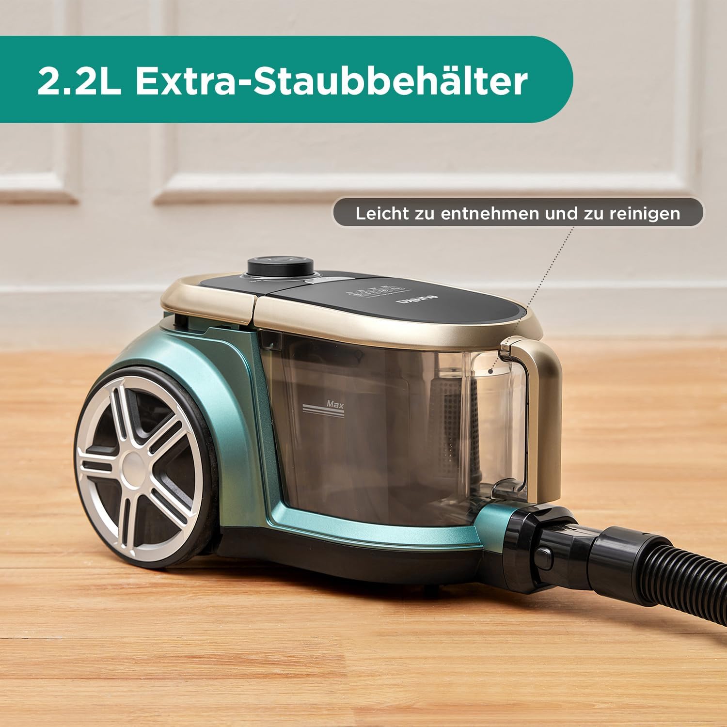Eureka WhirlWind Staubsauger Beutellos, Leistungsstark, Kompakt und Leicht, für Hartbden und Teppich, HEPA-Filter, 8m Aktionsradius, 700W, 1,5L, Blau