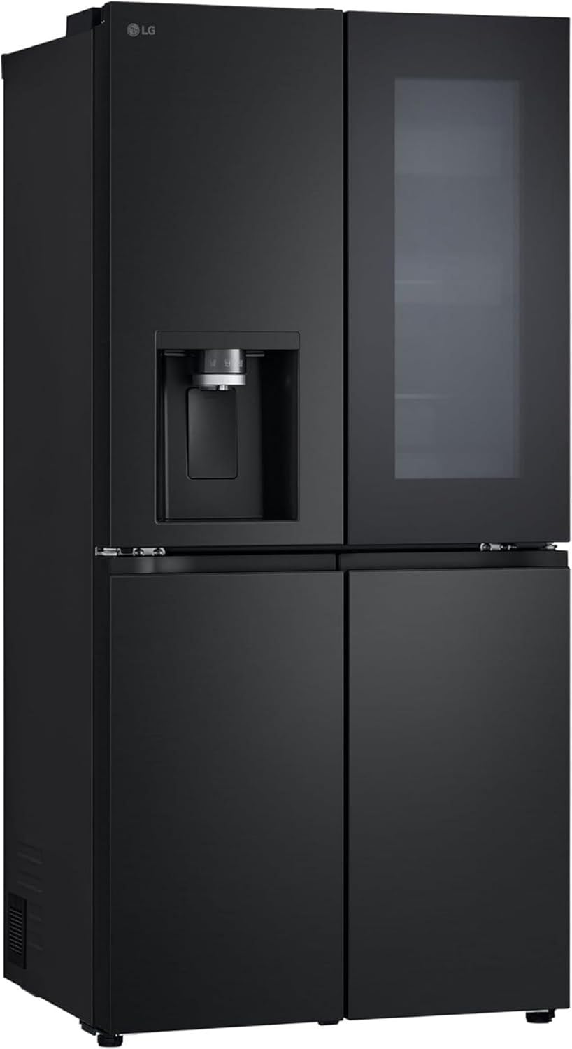LG GMG861EPAE InstaView SLIM Multi-Door, Classe E, 508 L, Frigorifero Combinato, Erogatore di acqua, ghiaccio e ghiaccio tritato con UVnano, Total NoFrost, Compressore Smart Inverter, Wi-Fi, Colore Nero Opaco